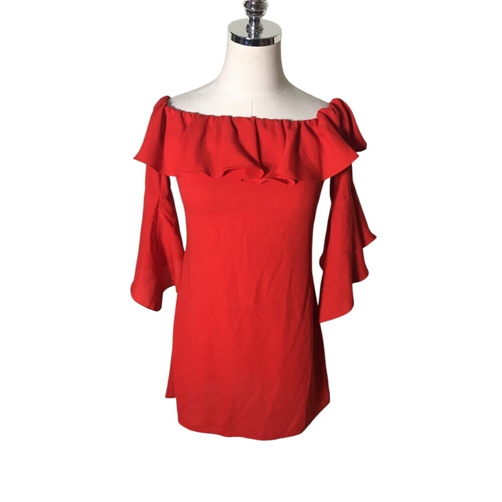 Lulus Top Women's Size XS Red Ruffle Neckline